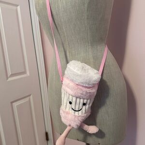Cute Pink and White jelly cat iced coffee Crossbody Bag